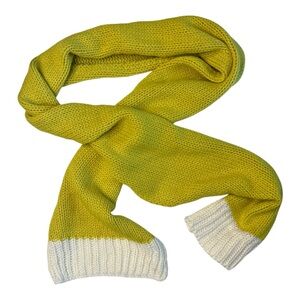 Old Navy Mustard Yellow Knit Scarf 70” Long with White Ends Soft Acrylic Winter